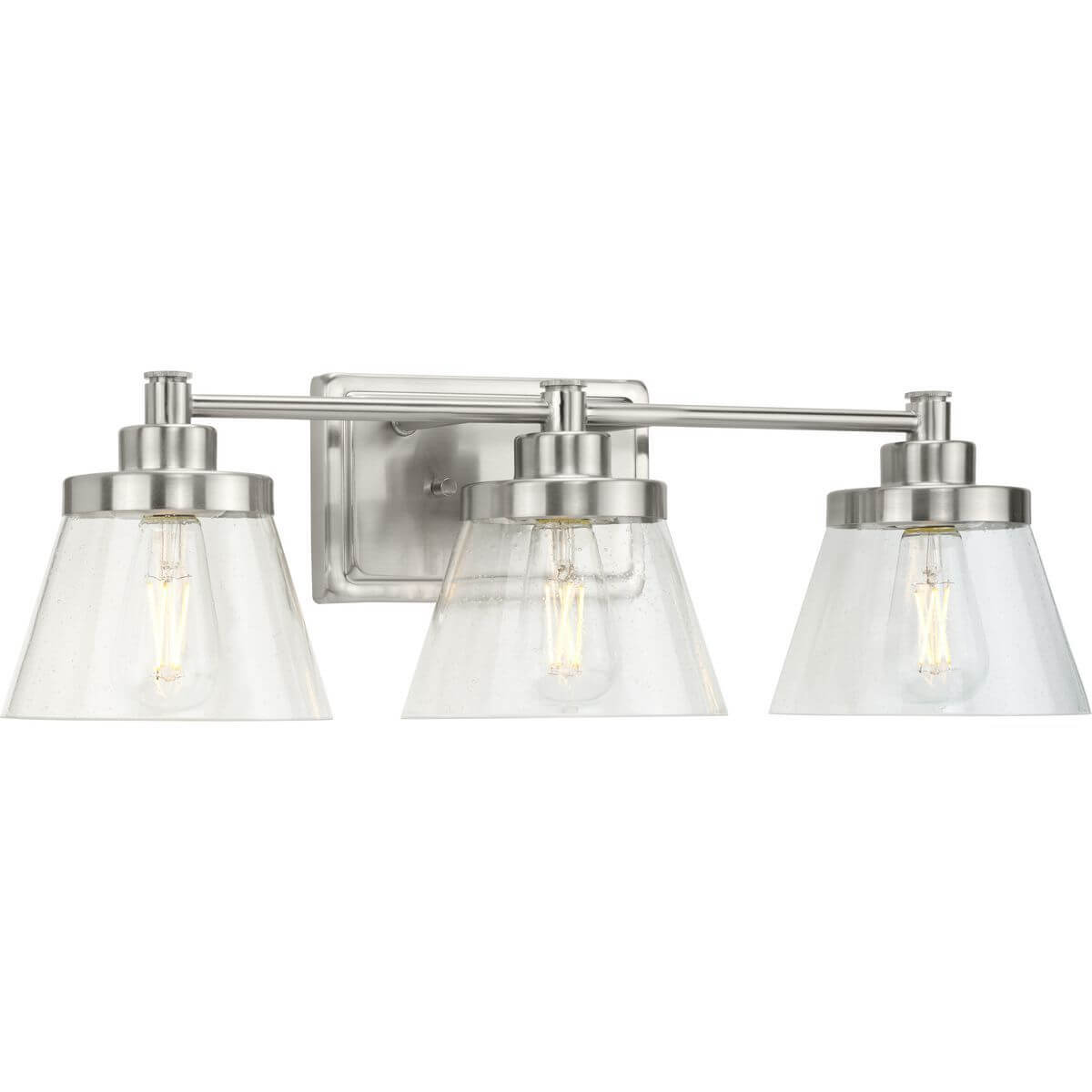 Progress Lighting Hinton 3 Light 25 inch Bath Vanity Light in Brushed Nickel with Clear Seeded Glass P300350-009