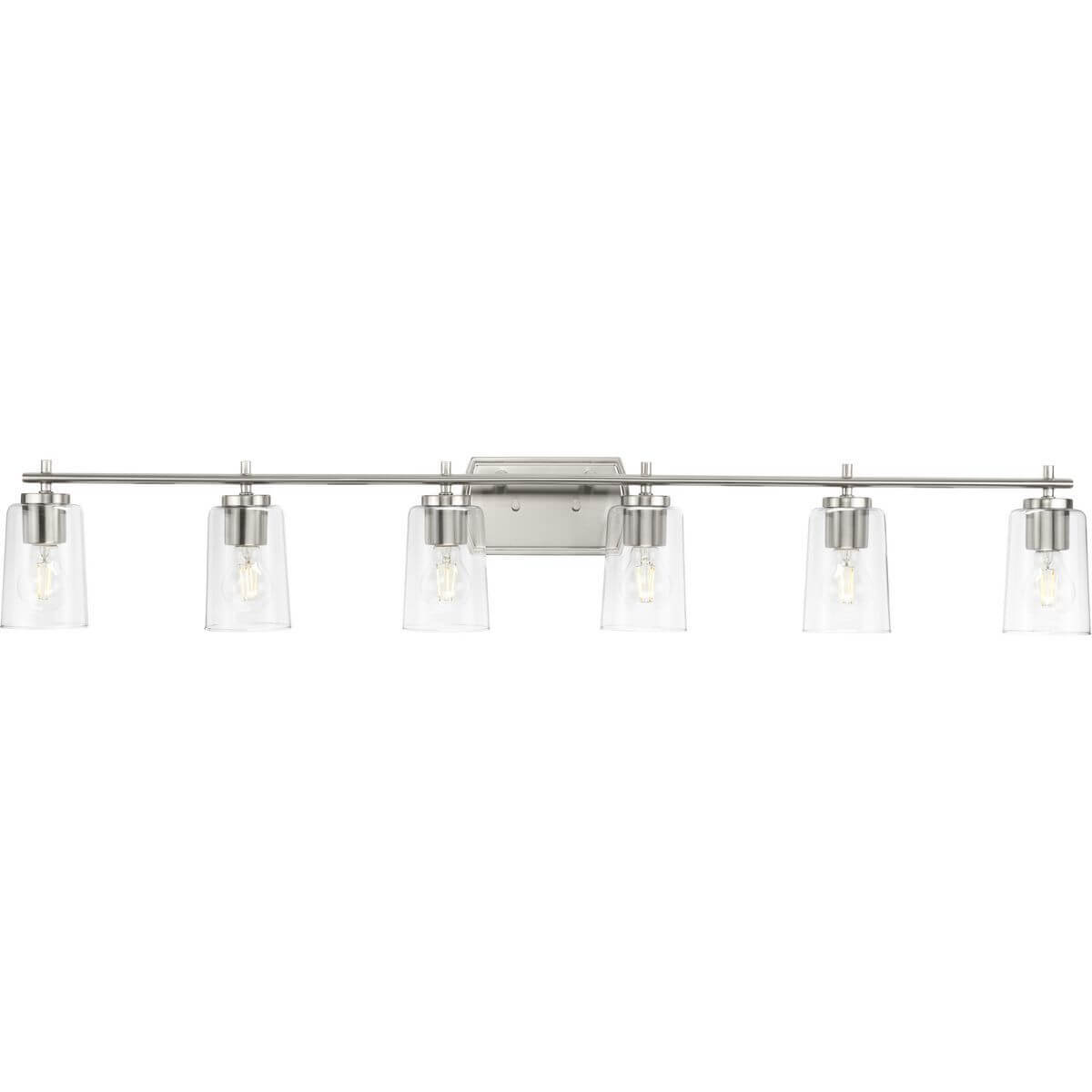Progress Lighting Adley 6 Light 49 inch Bath Vanity Light in Brushed Nickel with Clear Glass P300372-009