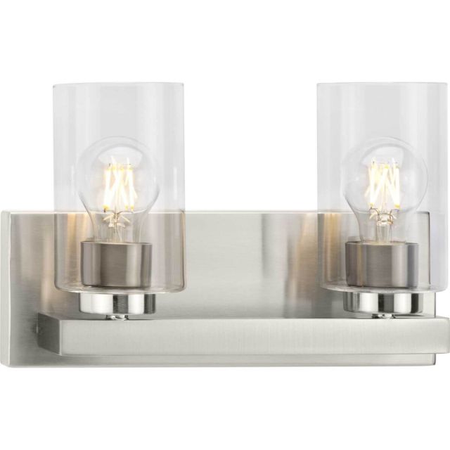 Progress Lighting Goodwin 2 Light 13 inch Bath Vanity Light in Brushed Nickel with Clear Glass P300387-009