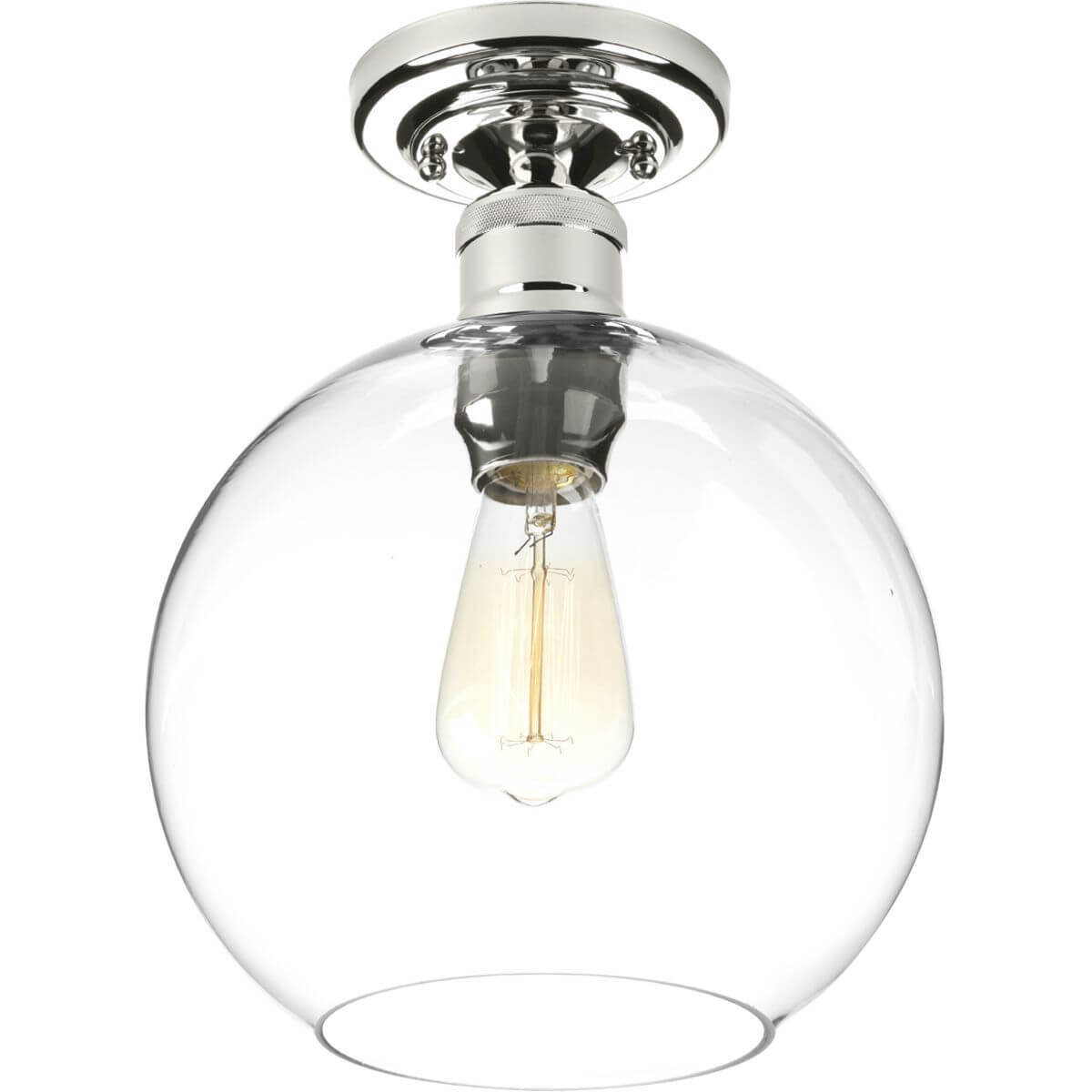 Progress Lighting P350046-104 Hansford 1 Light 10 inch Flush Mount in Polished Nickel with Clear Glass
