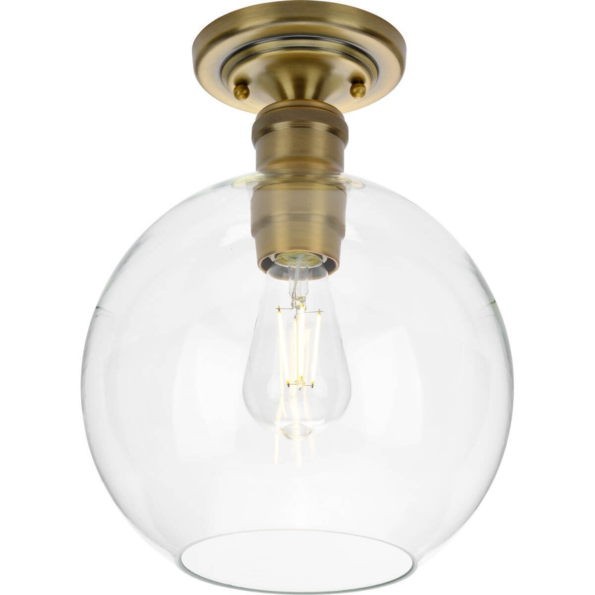 Progress Lighting P350046-163 Hansford 1 Light 10 inch Flush Mount in Vintage Brass with Clear Glass
