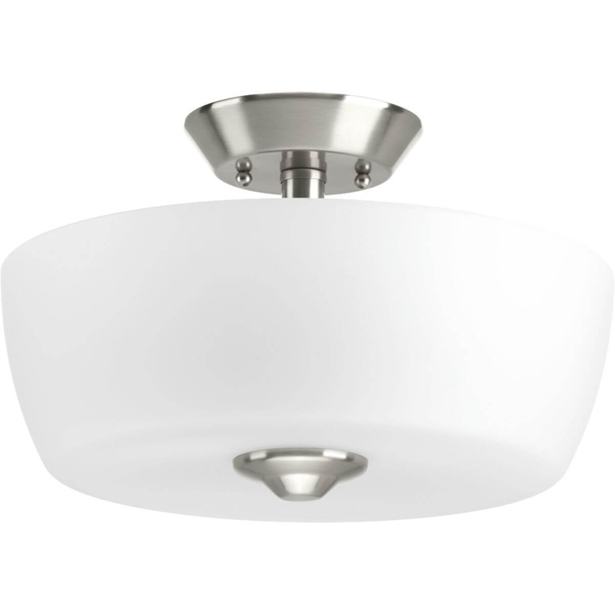 Progress Lighting Leap 2 Light 14 inch Semi-Flush Mount in Brushed Nickel with Etched Glass P350060-009