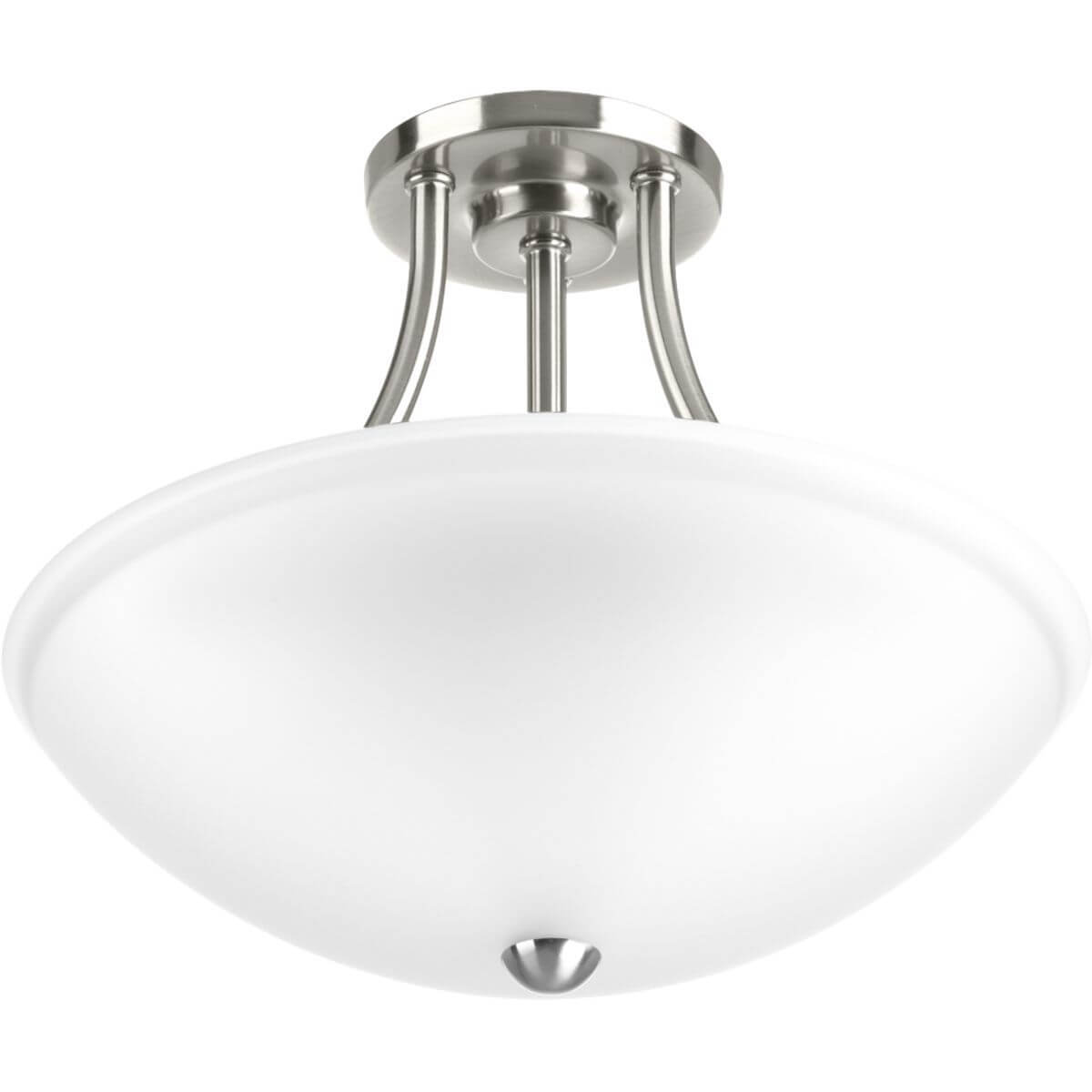 Progress Lighting Gather 1 Light 13 inch LED Semi-Flush Convertible to Pendant in Brushed Nickel with Etched Diffuser P350088-009-30