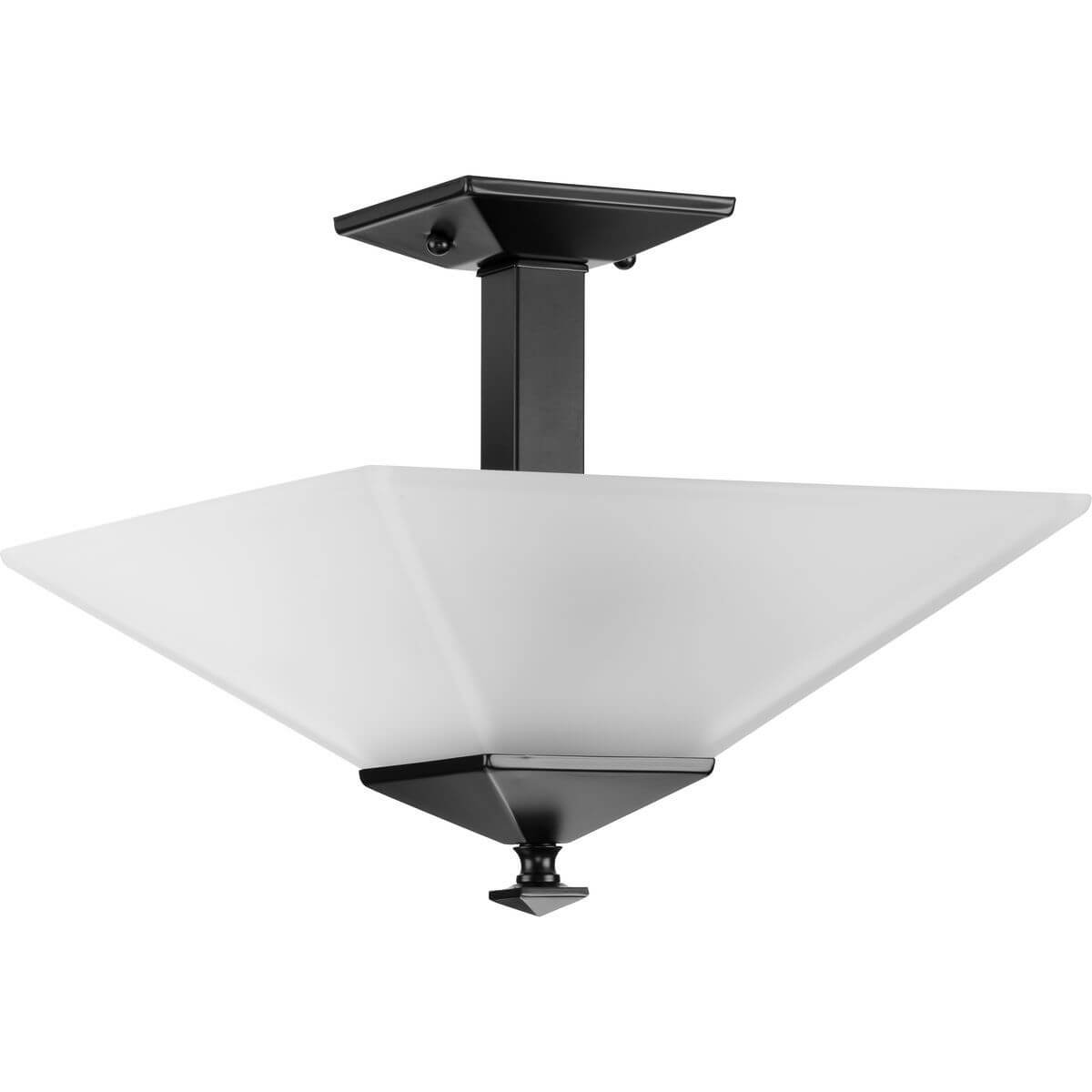 Progress Lighting Clifton Heights 2 Light 13 inch Semi-Flush Mount in Matte Black with Etched Glass P350107-31M