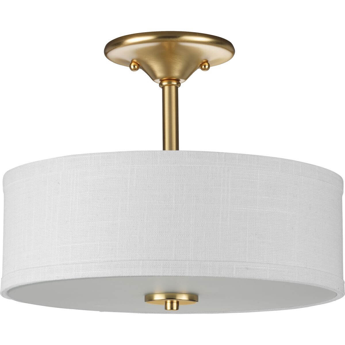 Progress Lighting Inspire 2 Light 13 inch Semi-Flush Mount in Satin Brass with Summer Linen Fabric Shade P350129-012