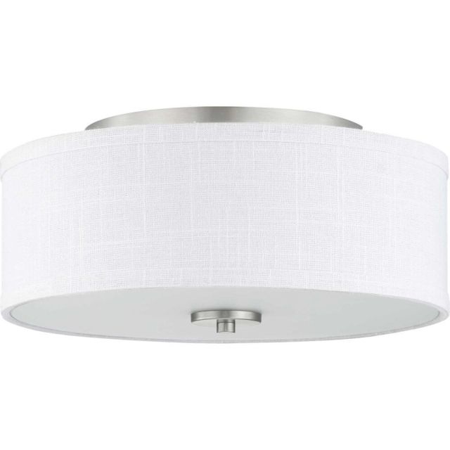 Progress Lighting Inspire 2 Light 13 Inch Flush Mount in Brushed Nickel with Fabric Shade P350130-009