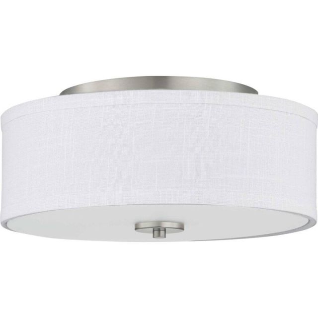 Progress Lighting Inspire 1 Light 13 Inch LED Flush Mount in Brushed Nickel with Fabric Shade P350135-009-30