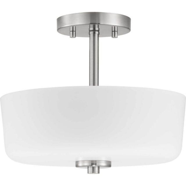 Progress Lighting Tobin 2 Light 12 Inch Convertible Semi-Flush Mount in Brushed Nickel with Etched White Glass P350137-009