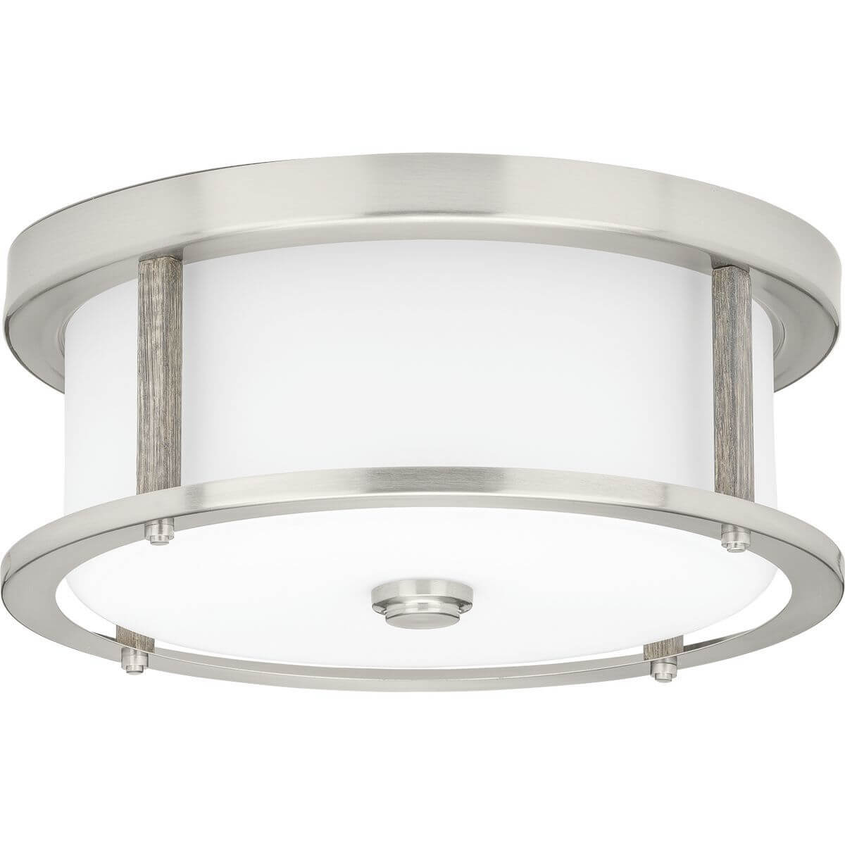 Progress Lighting P350144-009 Mast 2 Light 13 inch Flush Mount in Brushed Nickel with Clear and Etched White Glass