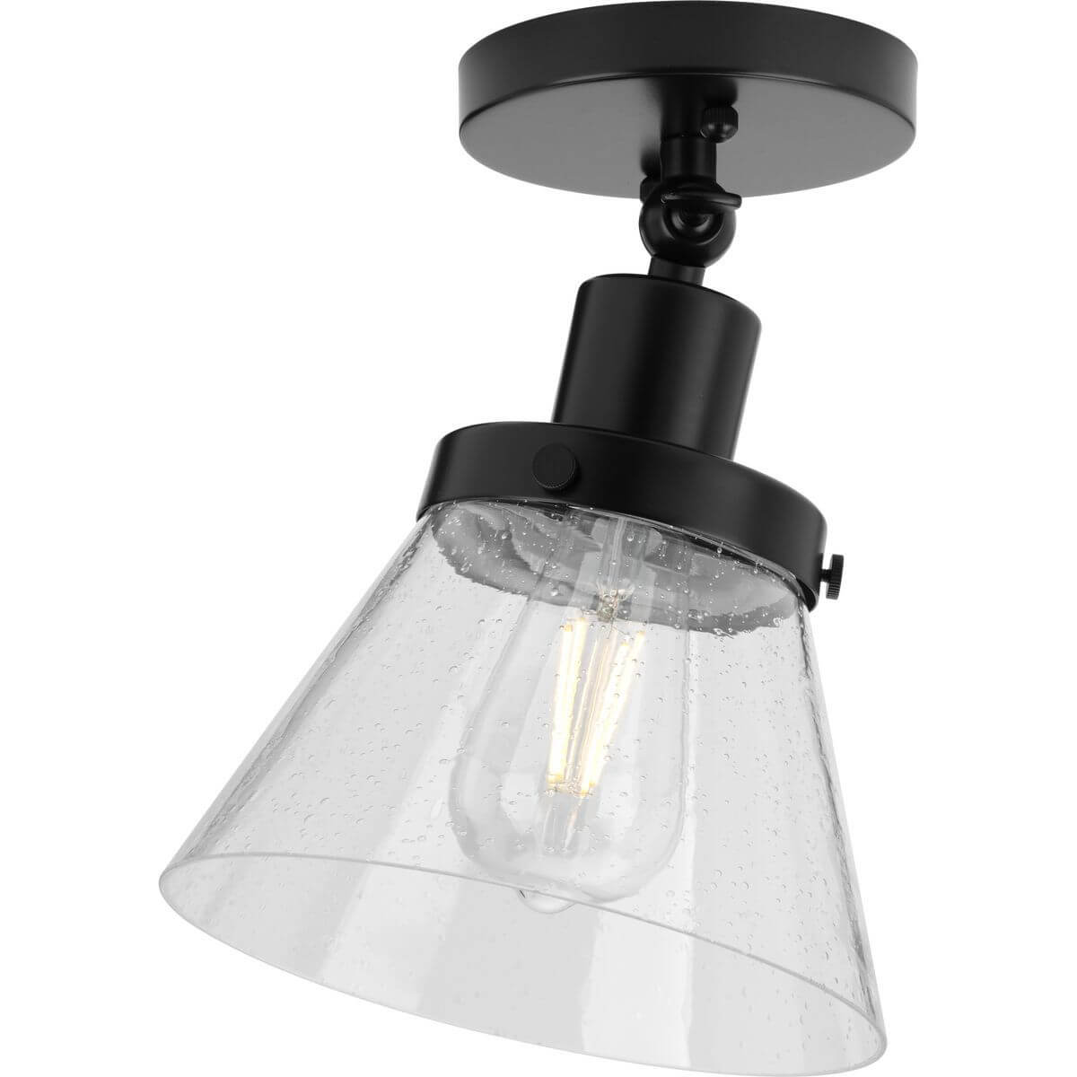 Progress Lighting Hinton 1 Light 8 inch Flush Mount in Matte Black with Clear Seeded Glass P350198-031