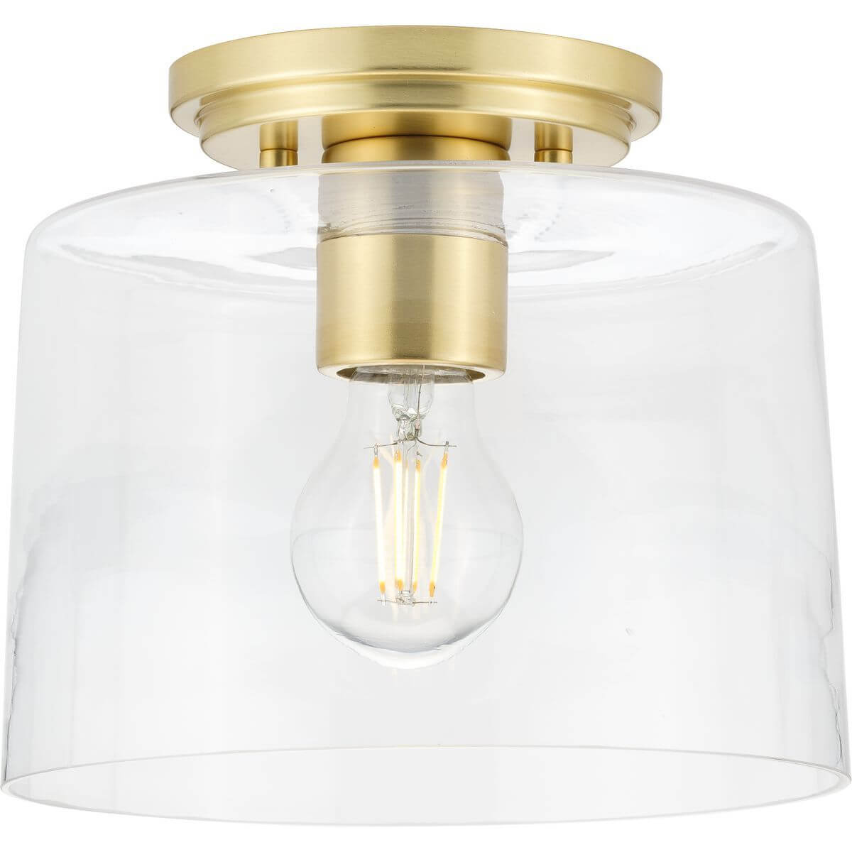 Progress Lighting Adley 1 Light 9 inch Flush Mount in Satin Brass with Clear Glass P350213-012