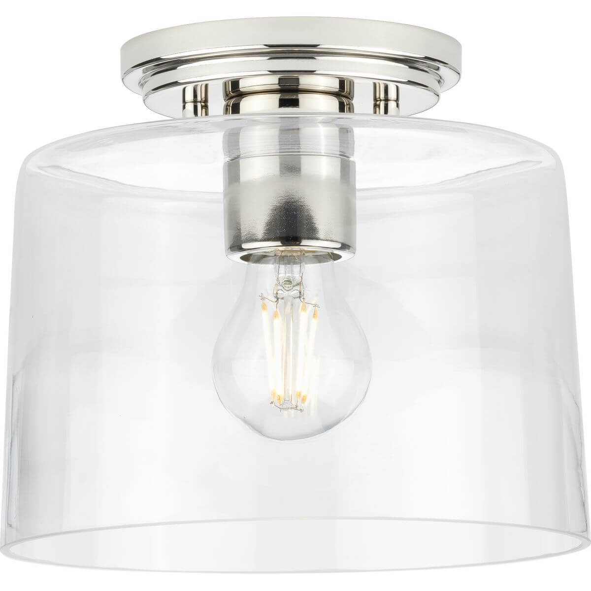 Progress Lighting Adley 1 Light 9 inch Flush Mount in Polished Nickel with Clear Glass P350213-104