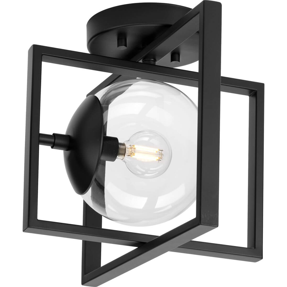 Progress Lighting Atwell 1 Light 12 inch Semi-Flush Mount in Matte Black with Clear Glass P350218-31M