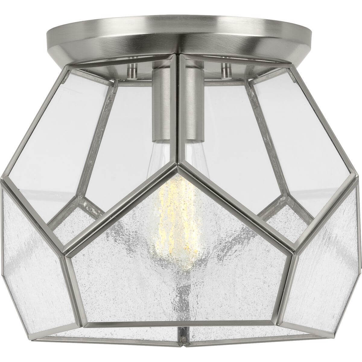 Progress Lighting P3868-09 Cinq 1 Light 12 inch Flush Mount in Brushed Nickel with Clear Glass