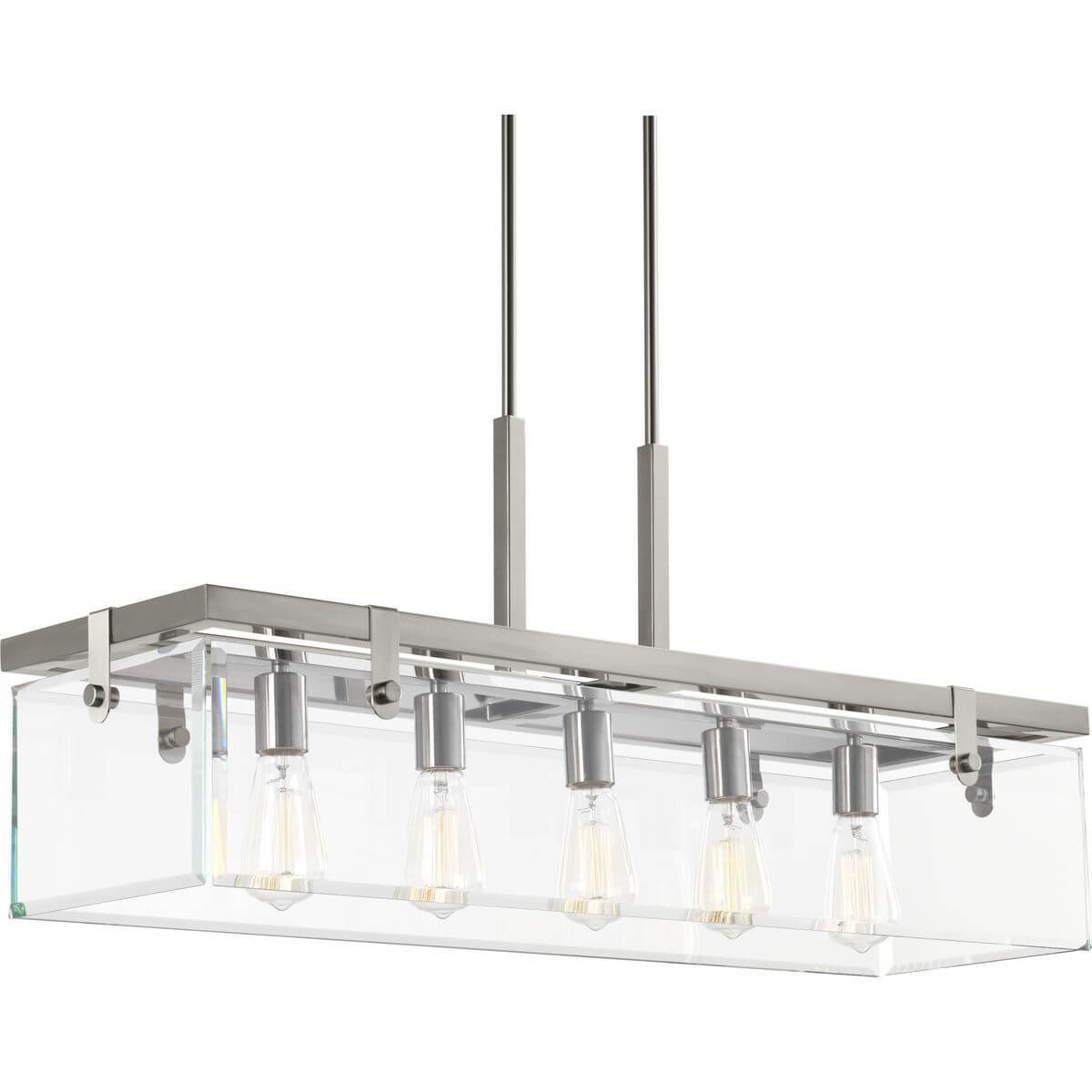 Progress Lighting Glayse 5 Light 37 inch Linear Light in Brushed Nickel with Clear Glass P400116-009