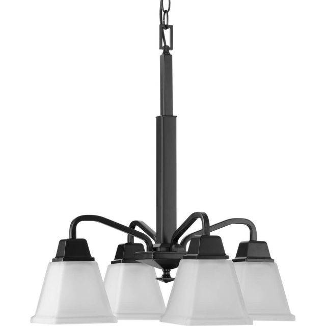 Progress Lighting Clifton Heights 4 Light 21 inch Chandelier in Matte Black with Etched Glass P400118-31M