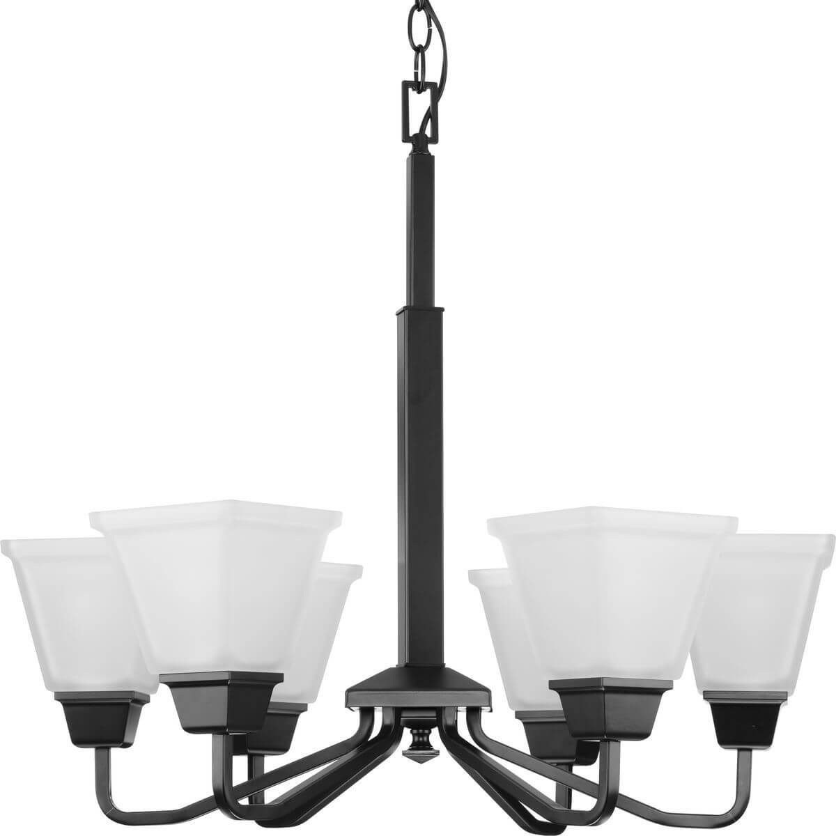 Progress Lighting Clifton Heights 6 Light 26 inch Chandelier in Matte Black with Etched Glass P400119-31M