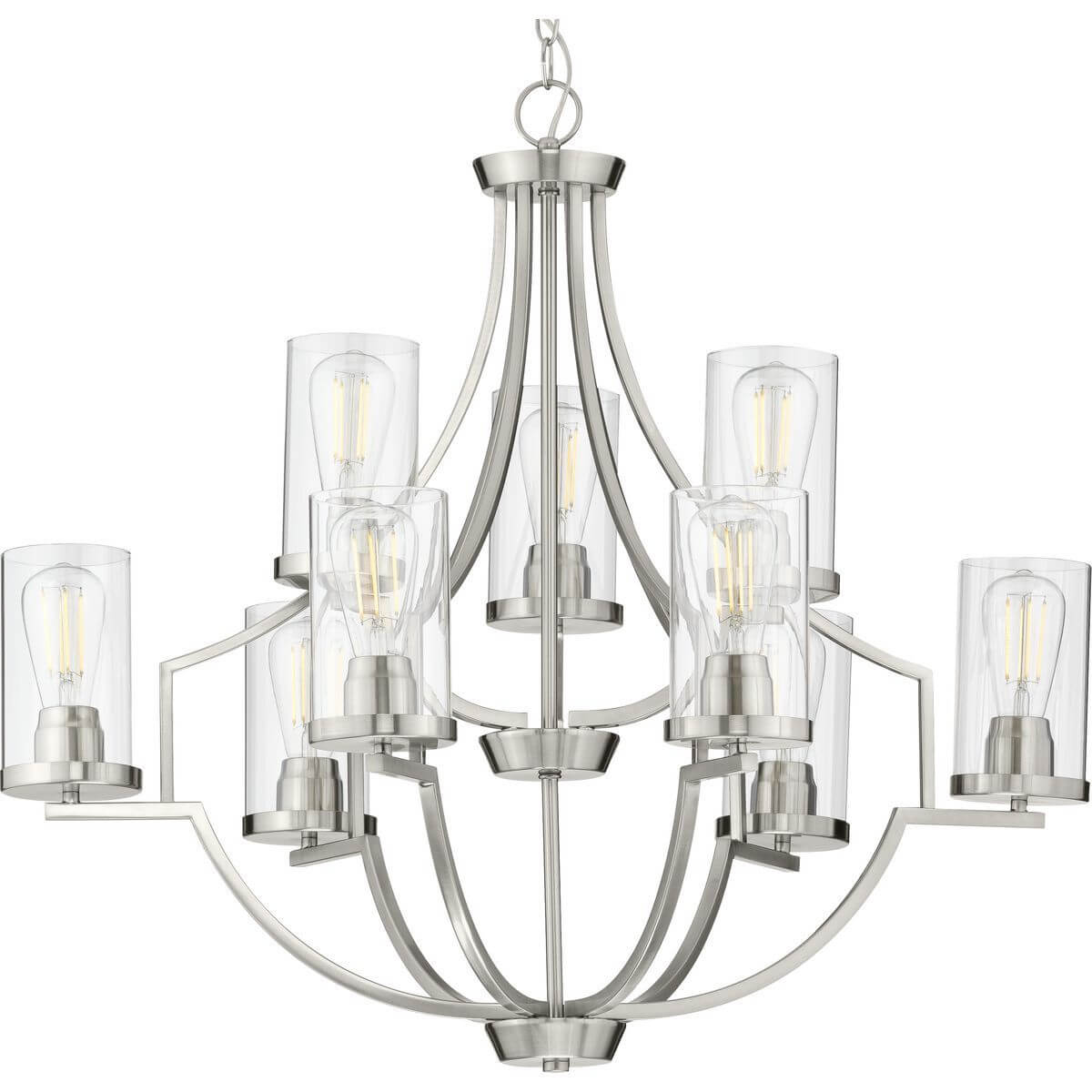 Progress Lighting Lassiter 9 Light 32 inch Chandelier in Brushed Nickel with Clear Glass P400198-009
