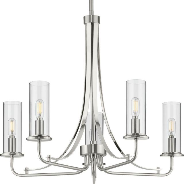 Progress Lighting Riley 5 Light 24 inch Chandelier in Brushed Nickel with Clear Glass P400209-009