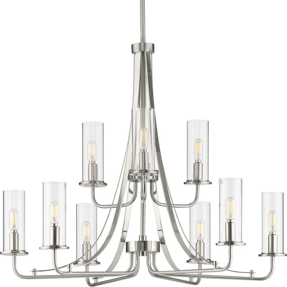 Progress Lighting Riley 9 Light 30 inch Chandelier in Brushed Nickel with Clear Glass P400210-009