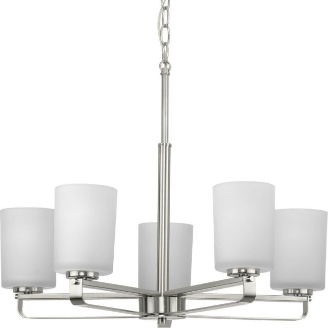 Progress Lighting League 5 Light 24 inch Chandelier in Brushed Nickel with Etched Glass P400286-009