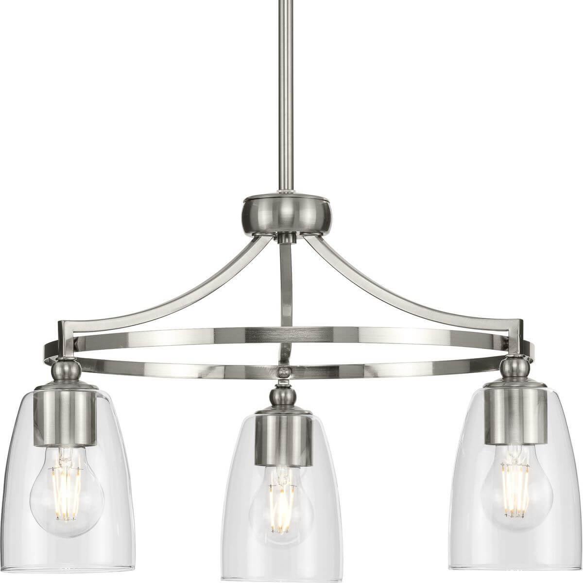 Progress Lighting P400295-009 Parkhurst 3 Light 21 inch Chandelier in Brushed Nickel with Clear Glass