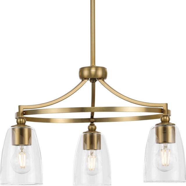 Progress Lighting P400295-109 Parkhurst 3 Light 21 inch Chandelier in Brushed Bronze with Clear Glass