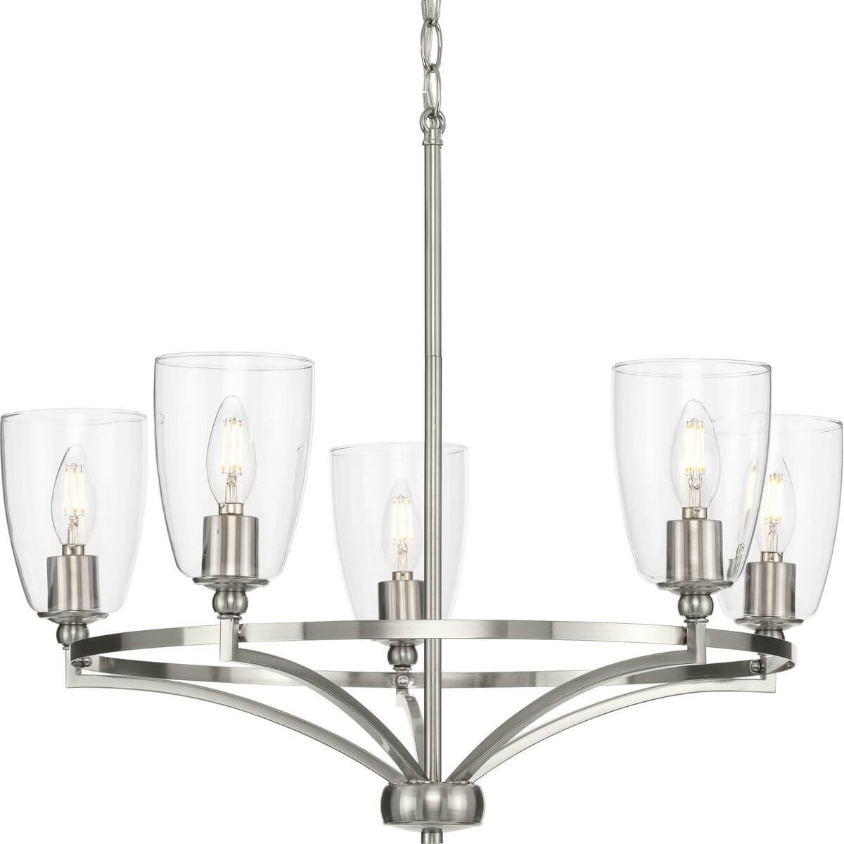 Progress Lighting Parkhurst 5 Light 25 inch Chandelier in Brushed Nickel with Clear Glass P400296-009