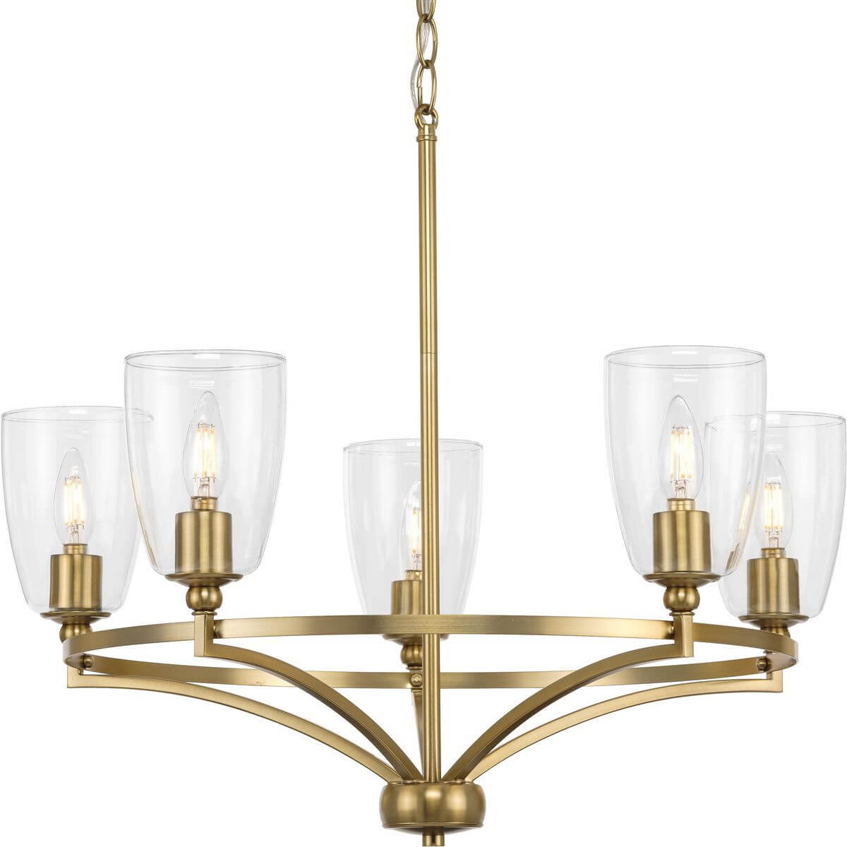 Progress Lighting P400296-109 Parkhurst 5 Light 25 inch Chandelier in Brushed Bronze with Clear Glass