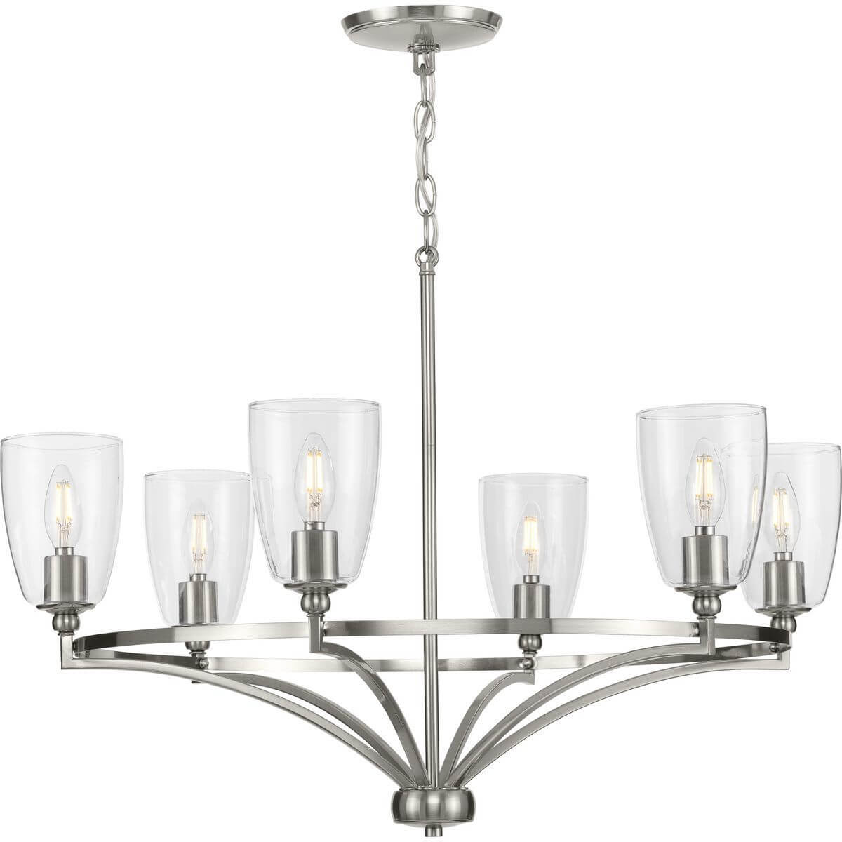 Progress Lighting P400297-009 Parkhurst 6 Light 30 inch Chandelier in Brushed Nickel with Clear Glass
