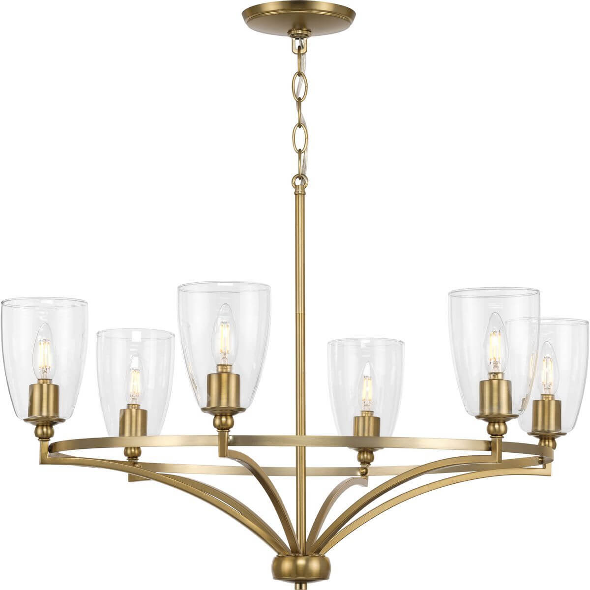 Progress Lighting P400297-109 Parkhurst 6 Light 30 inch Chandelier in Brushed Bronze with Clear Glass