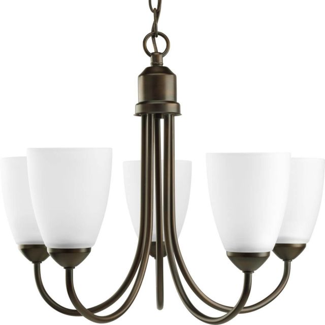 Progress Lighting Gather 5 Light 21 inch Chandelier in Antique Bronze with Etched Glass P4441-20