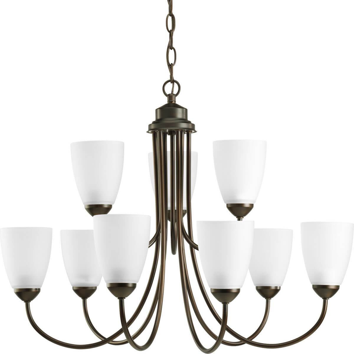Progress Lighting Gather 9 Light 28 inch Chandelier in Antique Bronze with Etched Glass P4627-20