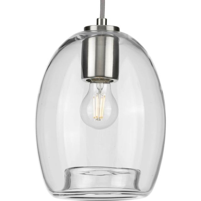 Progress Lighting Caisson 1 Light 8 inch Pendant in Brushed Nickel with Clear Glass P500159-009