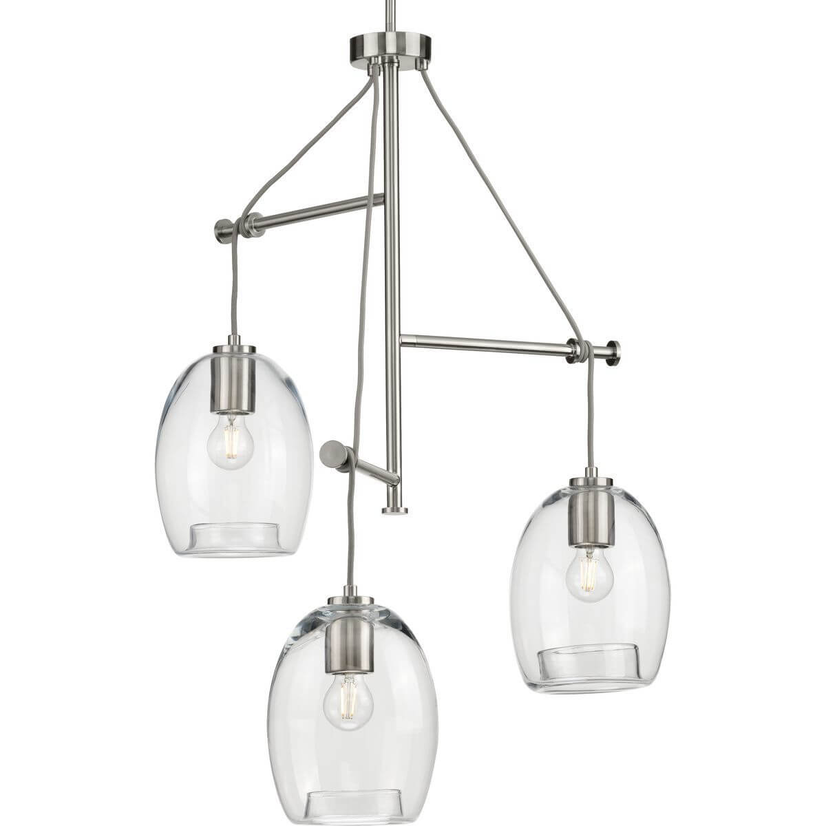 Progress Lighting Caisson 3 Light 30 inch Pendant in Brushed Nickel with Clear Glass P500160-009