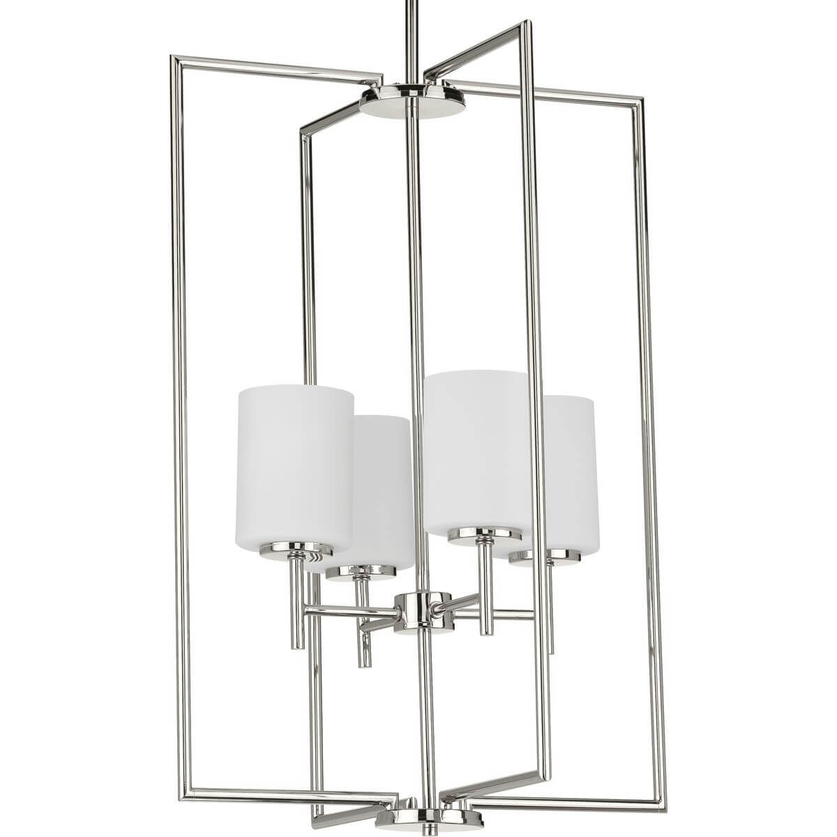 Progress Lighting Replay 4 Light 18 inch Pendant in Polished Nickel with Etched White Glass P500206-104