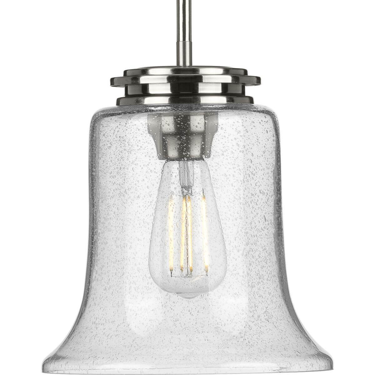 Progress Lighting Winslett 1 Light 9 inch Pendant in Brushed Nickel with Clear Seeded Glass P500238-009
