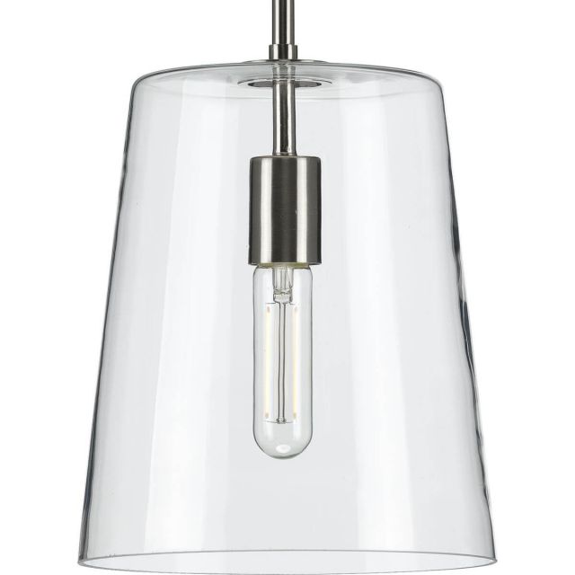 Progress Lighting Clarion 1 Light 9 inch Pendant in Brushed Nickel with Clear Glass P500241-009