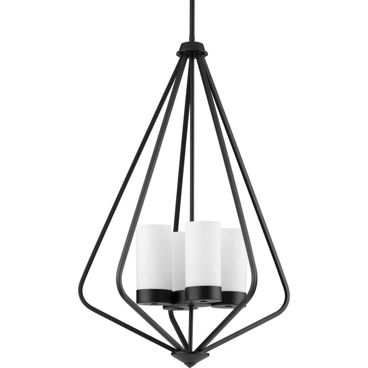 Progress Lighting Elevate 4 Light 20 inch Foyer Pendant in Matte Black with Etched Painted White Inside Glass P500305-031