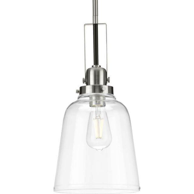 Progress Lighting Rushton 1 Light 9 inch Pendant in Brushed Nickel with Clear Glass P500329-009