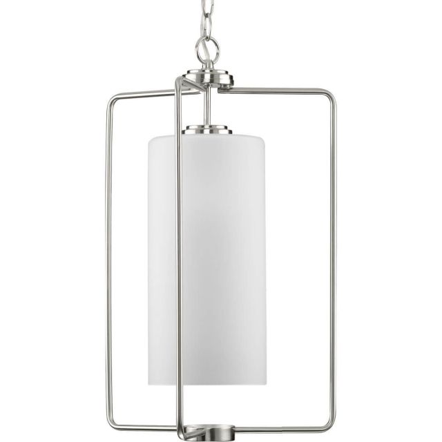 Progress Lighting Merry 1 Light 15 inch Foyer Pendant in Brushed Nickel with Etched Glass P500333-009