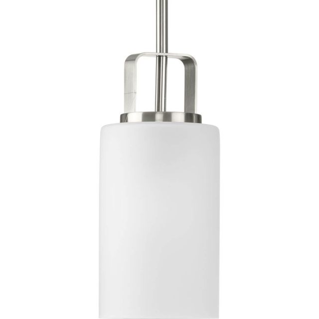 Progress Lighting League 1 Light 5 inch Mini Pendant in Brushed Nickel with Etched Glass P500341-009