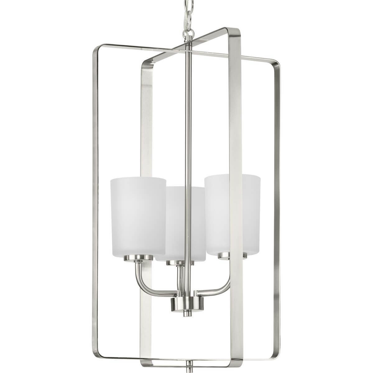 Progress Lighting League 3 Light 16 inch Foyer Chandelier in Brushed Nickel with Etched Glass P500342-009