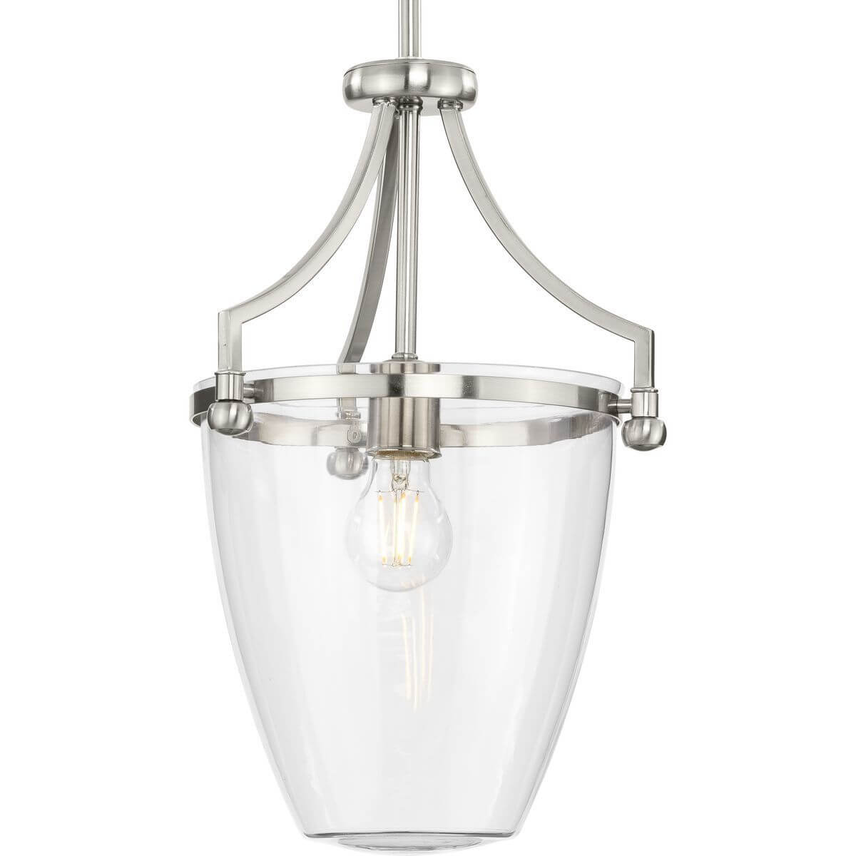 Progress Lighting Parkhurst 1 Light 12 inch Mini Pendant in Brushed Nickel with Clear Glass P500360-009
