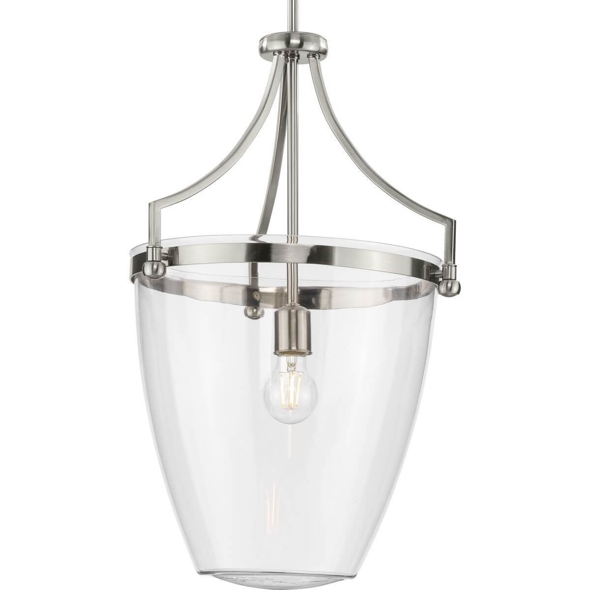 Progress Lighting P500361-009 Parkhurst 1 Light 15 inch Pendant in Brushed Nickel with Clear Glass