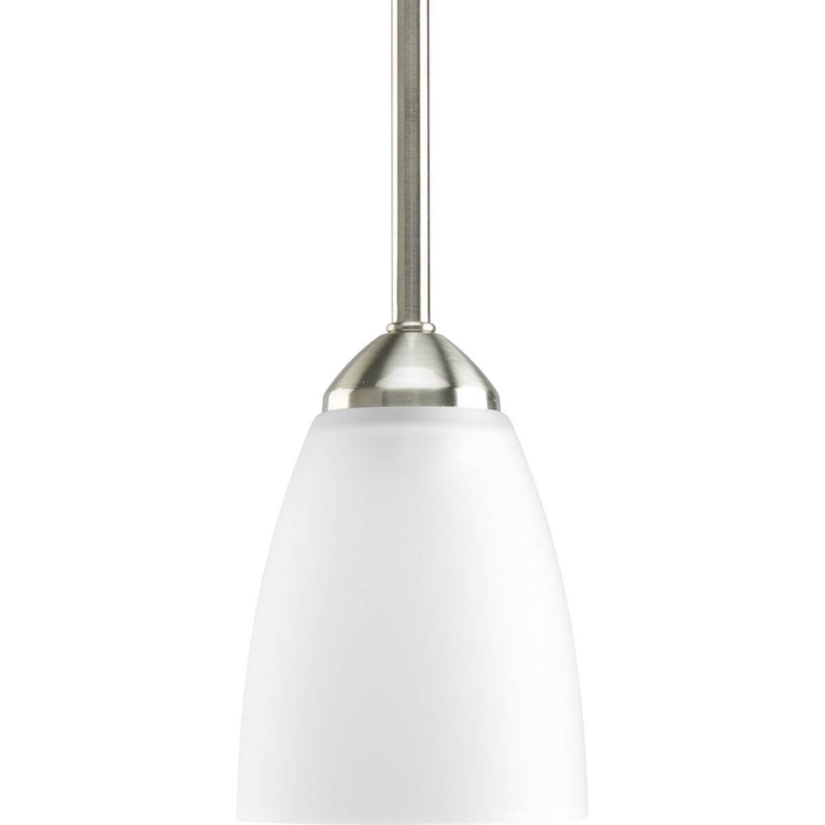 Progress Lighting Gather 1 Light 4 inch Mini Pendant in Brushed Nickel with Etched Glass P5113-09