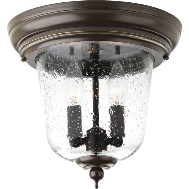 Progress Lighting Ashmore 2 Light 11 inch Outdoor Flush Mount in Antique Bronze with Clear Seeded Glass P5562-20
