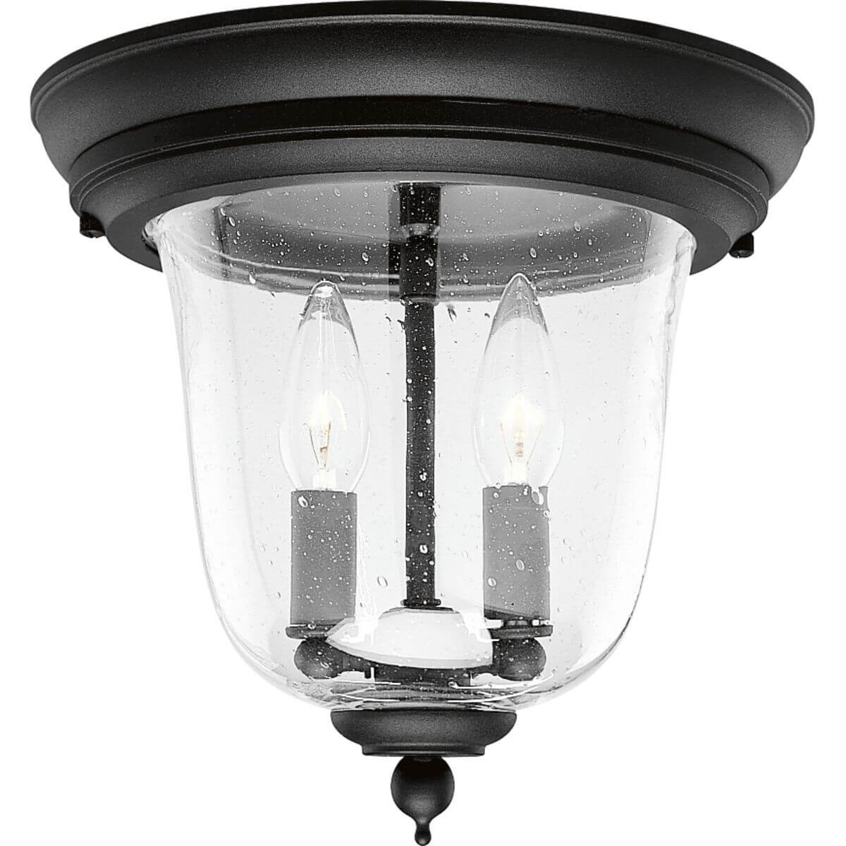 Progress Lighting Ashmore 2 Light 11 inch Outdoor Flush Mount in Textured Black with Clear Seeded Glass P5562-31