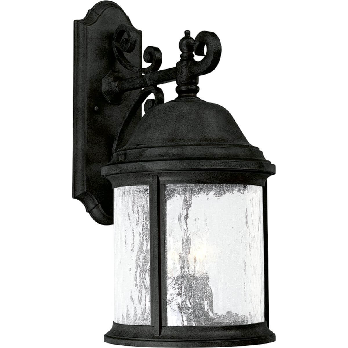 Progress Lighting Ashmore 3 Light 21 inch Tall Outdoor Wall Lantern in Textured Black with Water Seeded Curved Glass Panels P5651-31
