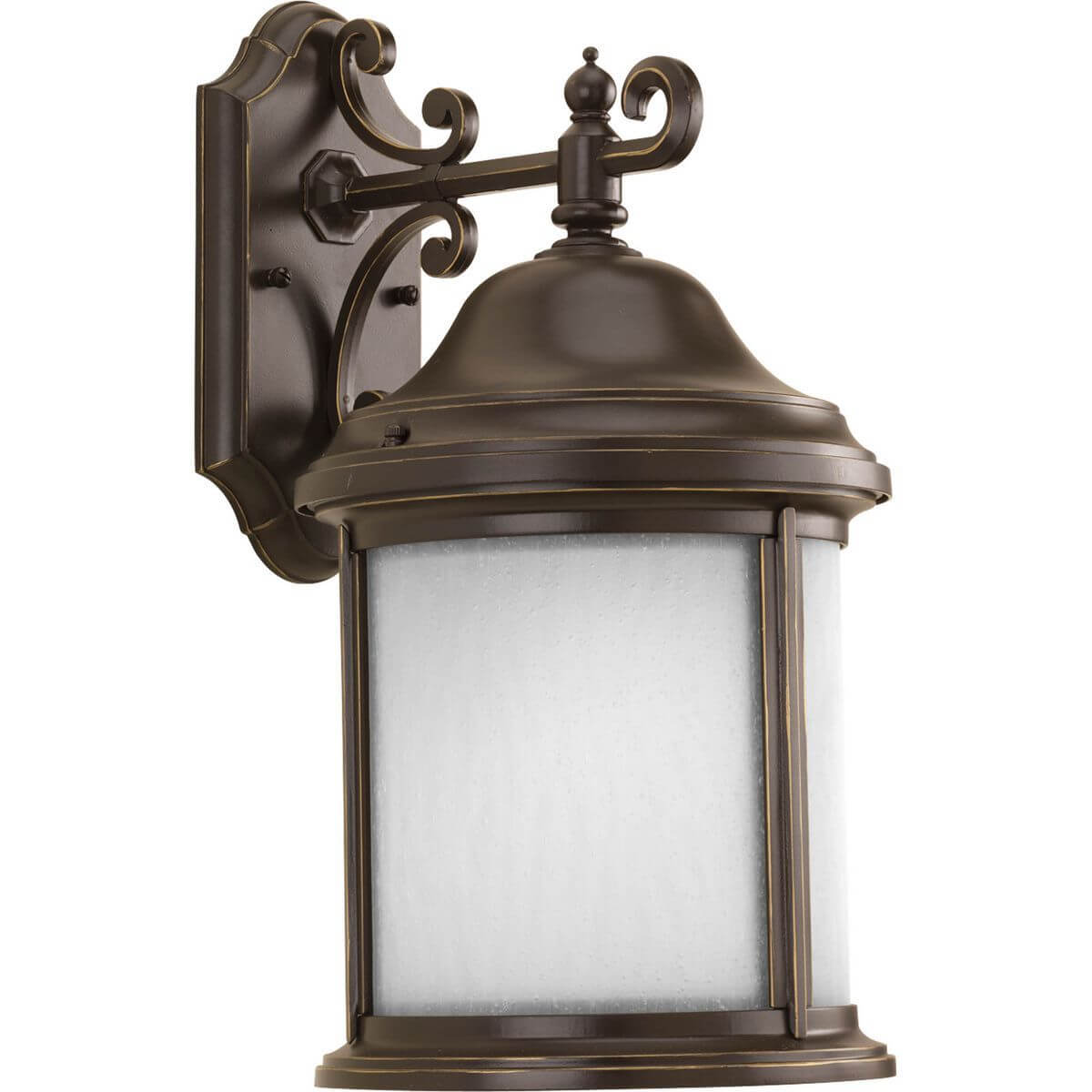Progress Lighting Ashmore 1 Light 17 inch Tall Outdoor Wall Lantern in Antique Bronze with Etched Water Seeded Curved Glass Panel P5875-20MD